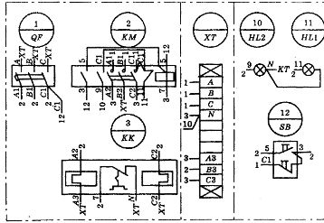 Схема электрическая соединений ящика управления электроприводами